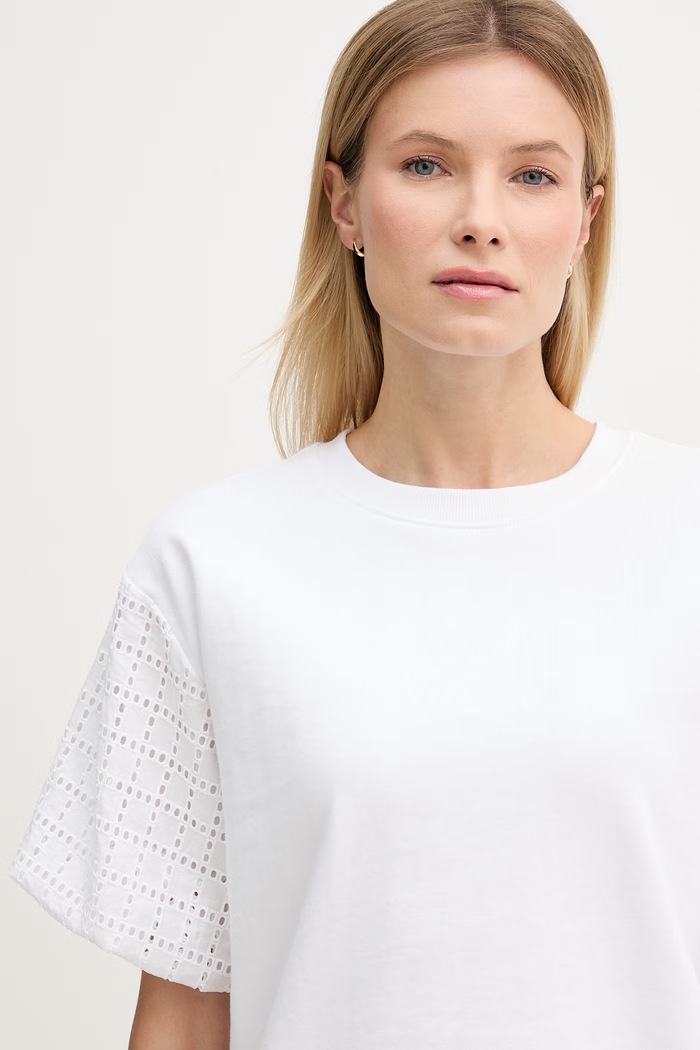 Bavlnené tričko Dkny biela DJ6T1731