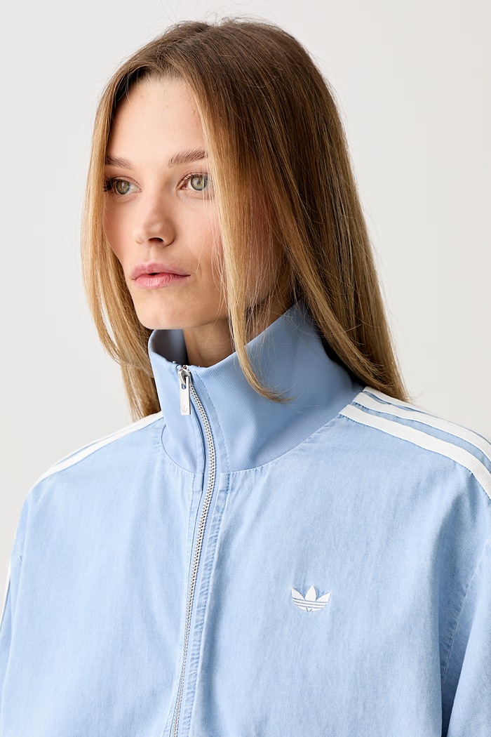 adidas Originals μπλούζα με κουμπιά γυναικεία ντένιμ μπλε KW8757