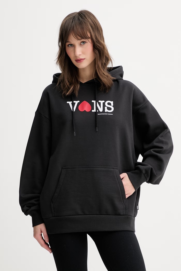Vans mikina s kapucňou dámska bavlnená čierna VN000XDMBLK1