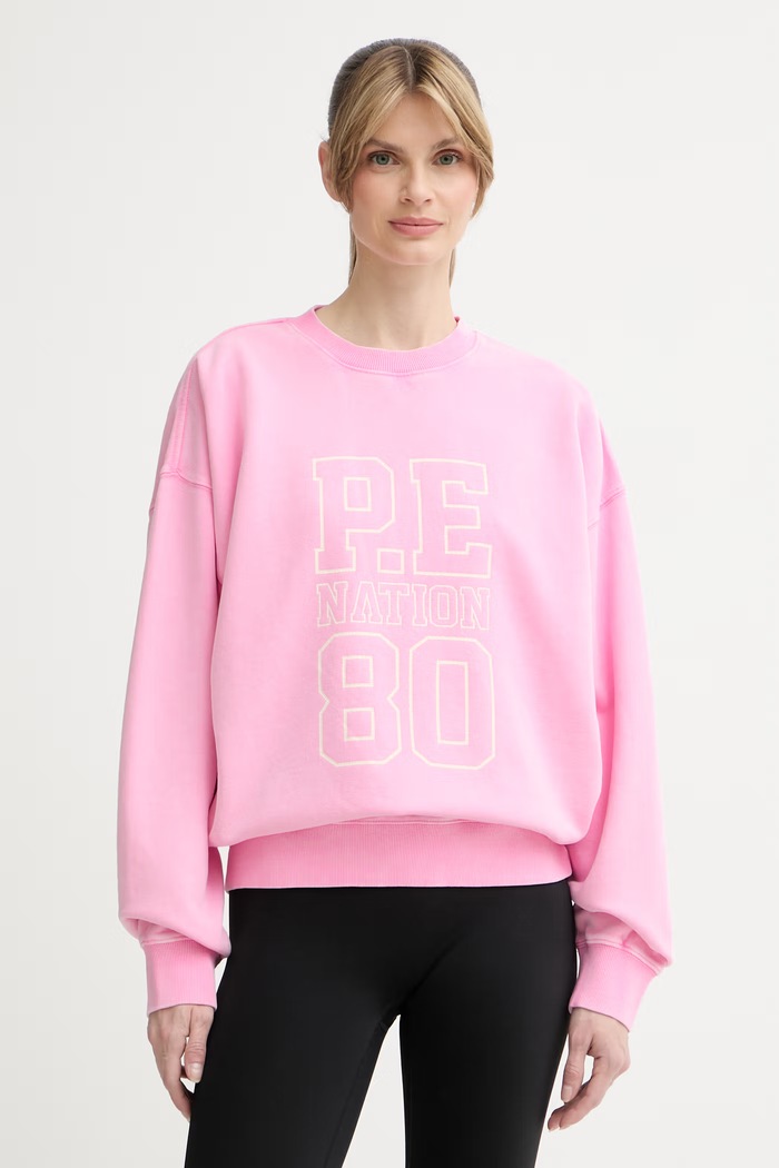 P.E Nation hanorac pentru femei, din bumbac Elysian roz 261F108