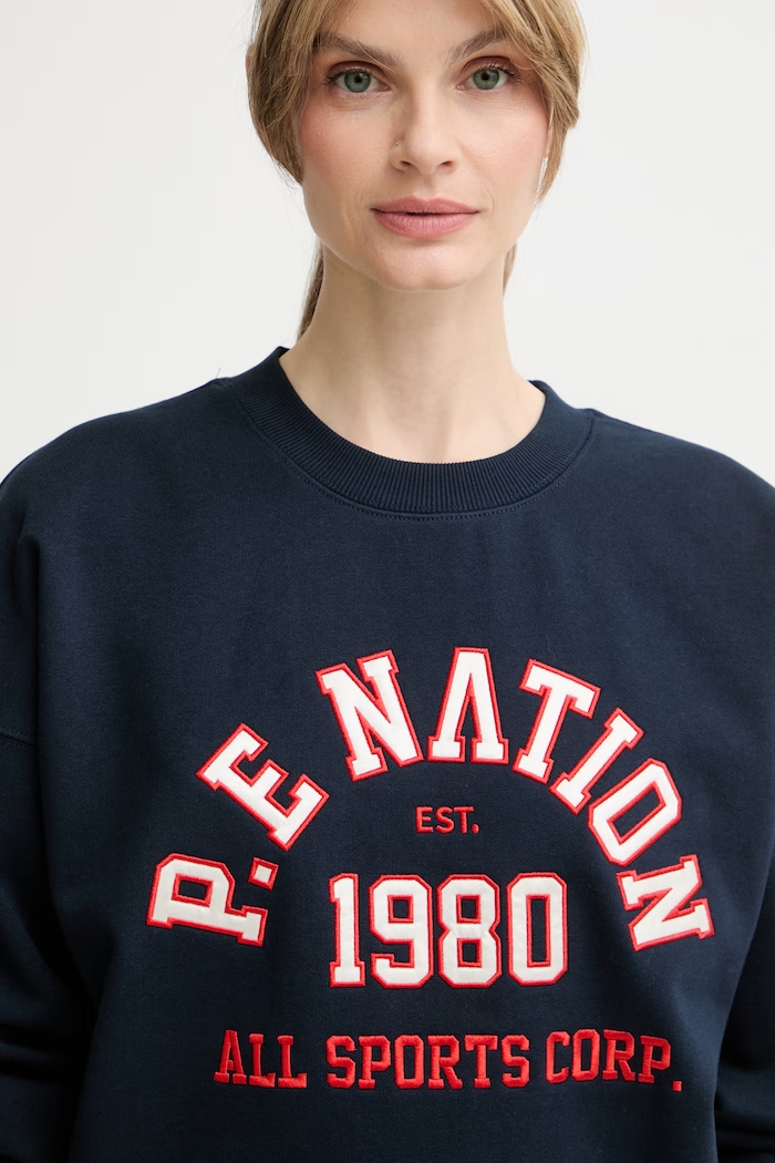 P.E Nation hanorac pentru femei cu bumbac Backspin bleumarin 261F118