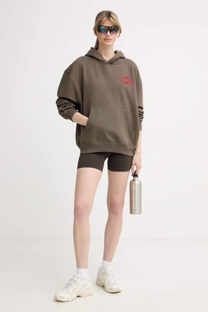 P.E Nation bluza z kapturem damska z bawełną Inbound 261H120 zielony SS26