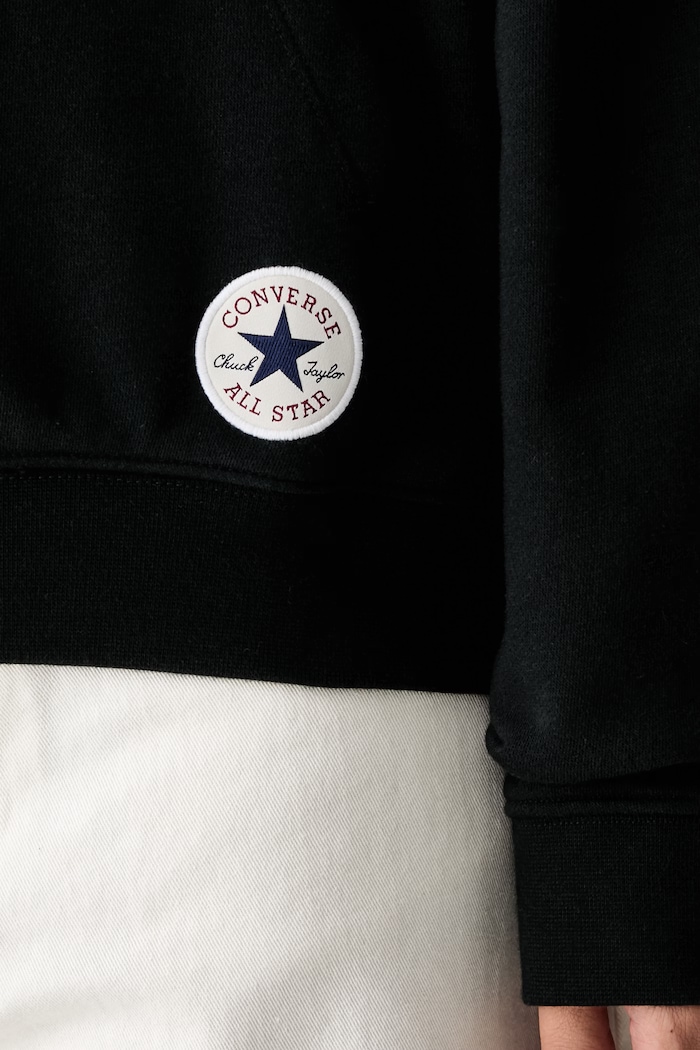 Converse bluza z kapturem damska z bawełną CVW6H117 czarny
