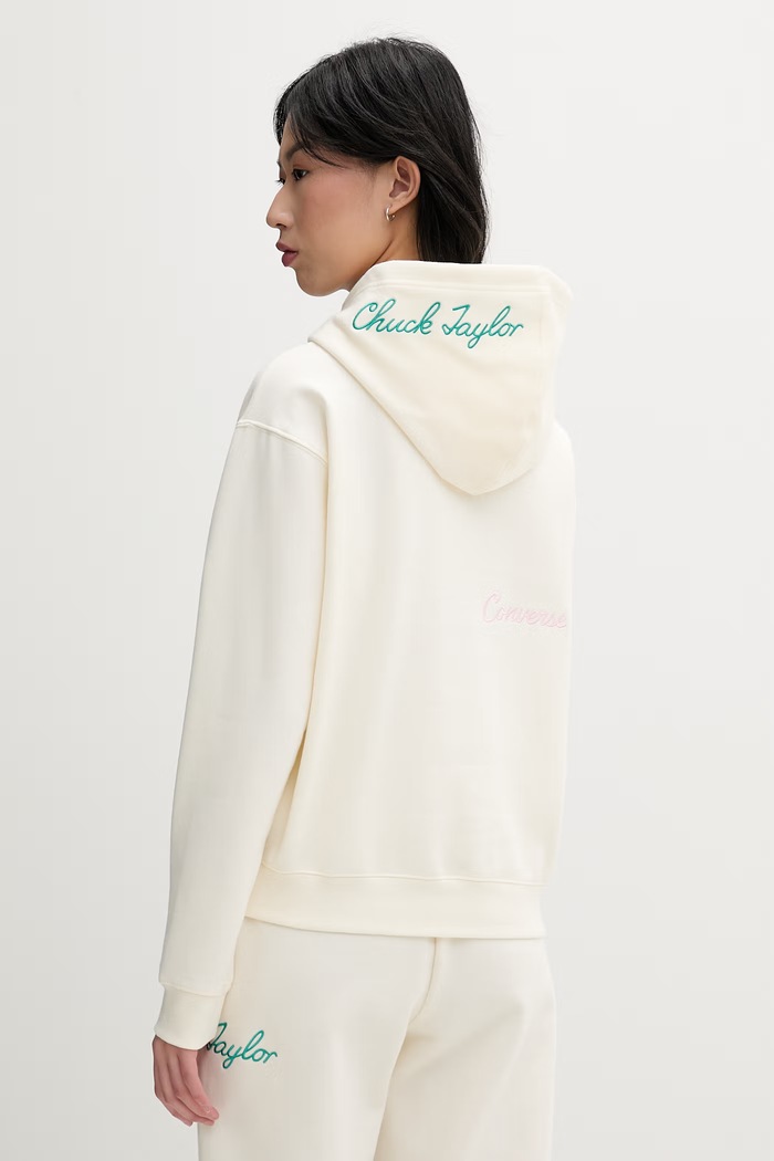 Oblečenie Converse mikina s kapucňou dámska CVW6H095 béžová