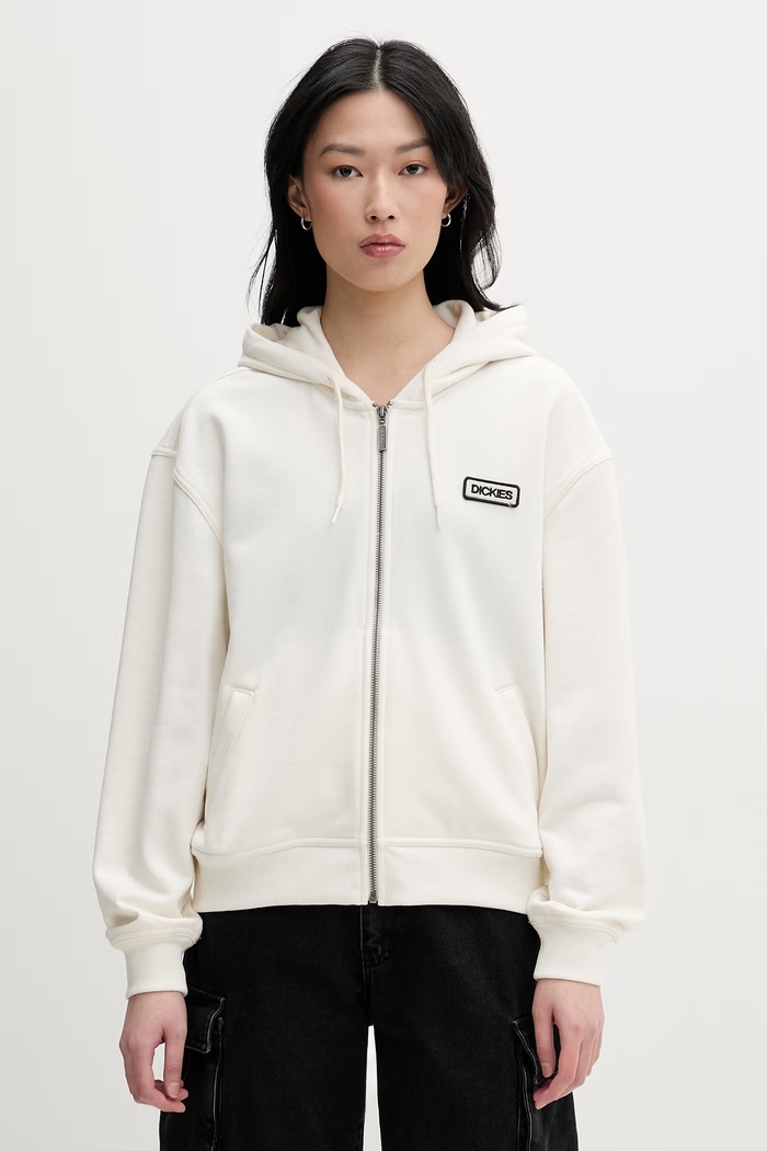 Dickies Μπλούζα με κουκούλα και κουμπιά γυναικεία με βαμβάκι μπεζ DK0A88BTC481