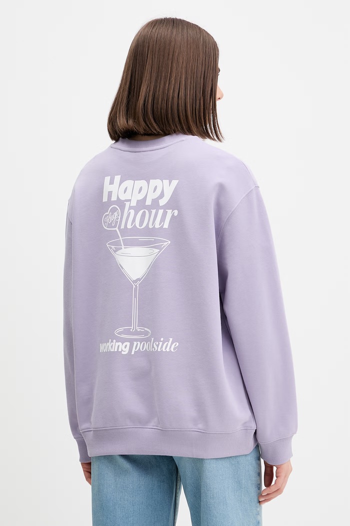 HUGO Blue μπλούζα oversize γυναικεία βαμβακερή Classic Crew_B_3 μωβ 50560782