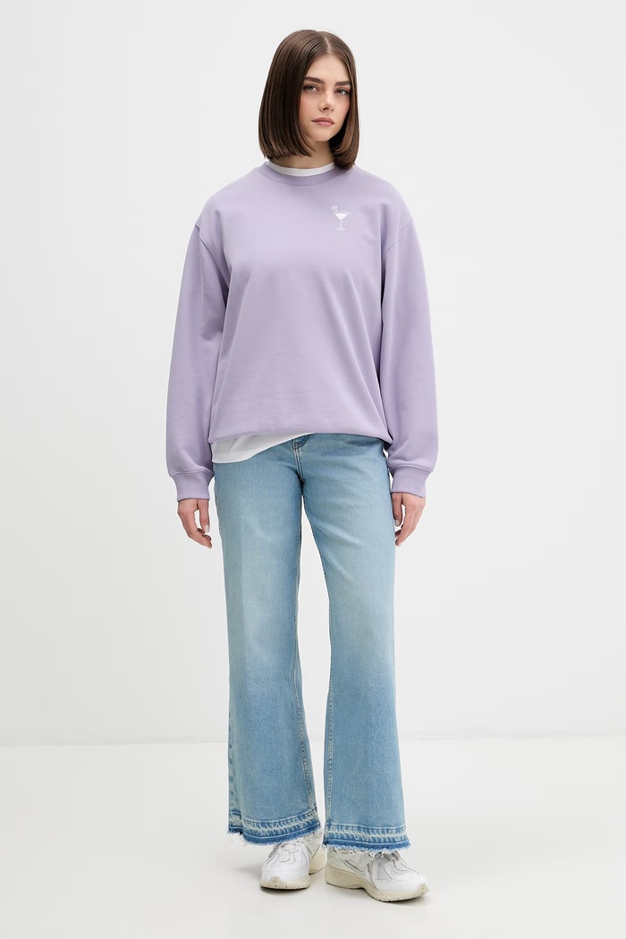 HUGO Blue μπλούζα oversize γυναικεία βαμβακερή Classic Crew_B_3 50560782 μωβ SS26