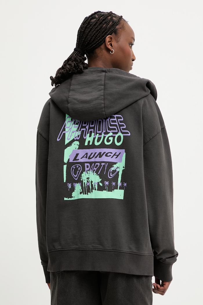 HUGO Blue mikina na zips dámska bavlnená Doa B_4 sivá 50560881