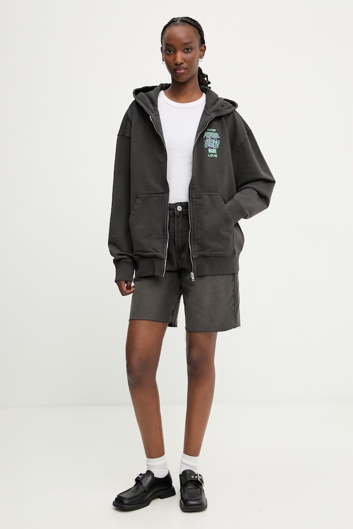HUGO Blue mikina na zips dámska bavlnená Doa B_4 50560881 sivá SS26