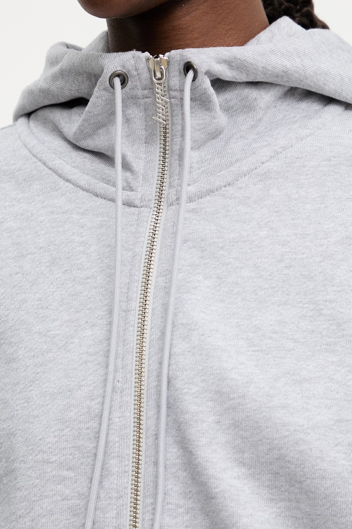 HUGO Blue mikina na zips s kapucňou dámska bavlnená Dolpie_B 50563749 sivá