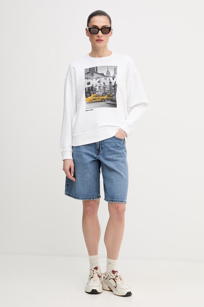 Dkny hanorac de bumbac DJ6T1759 alb SS26