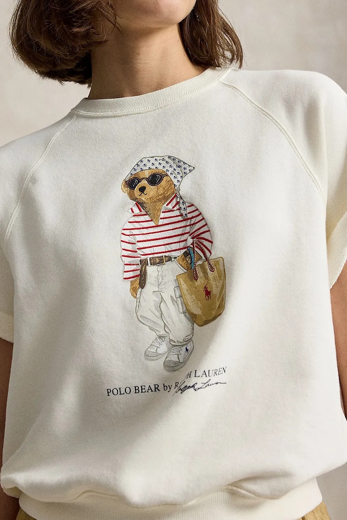 Polo Ralph Lauren тениска дамска от памук ISLAND FLEECE-KNT-SWEATSHIRT бежов 211B20069001