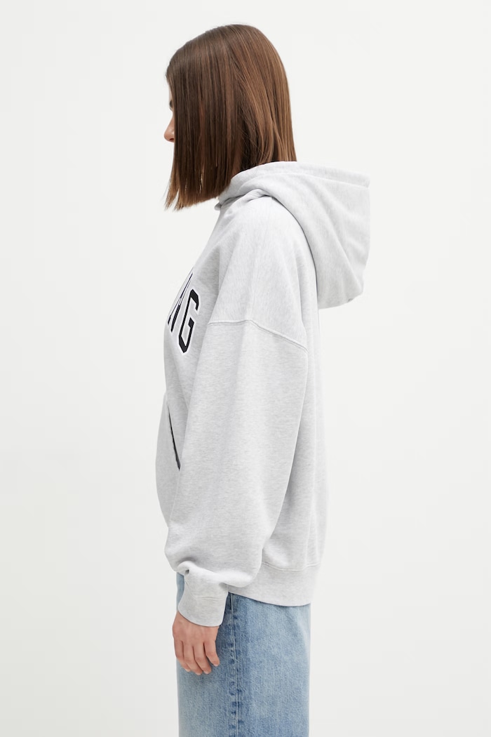 Anine Bing HARVEY SWEATSHIRT NEW CLASSIC - MEDIUM HEATHER GREY hanorac cu glugă din bumbac pentru femei A.08.12493.GRM1 gri SS26