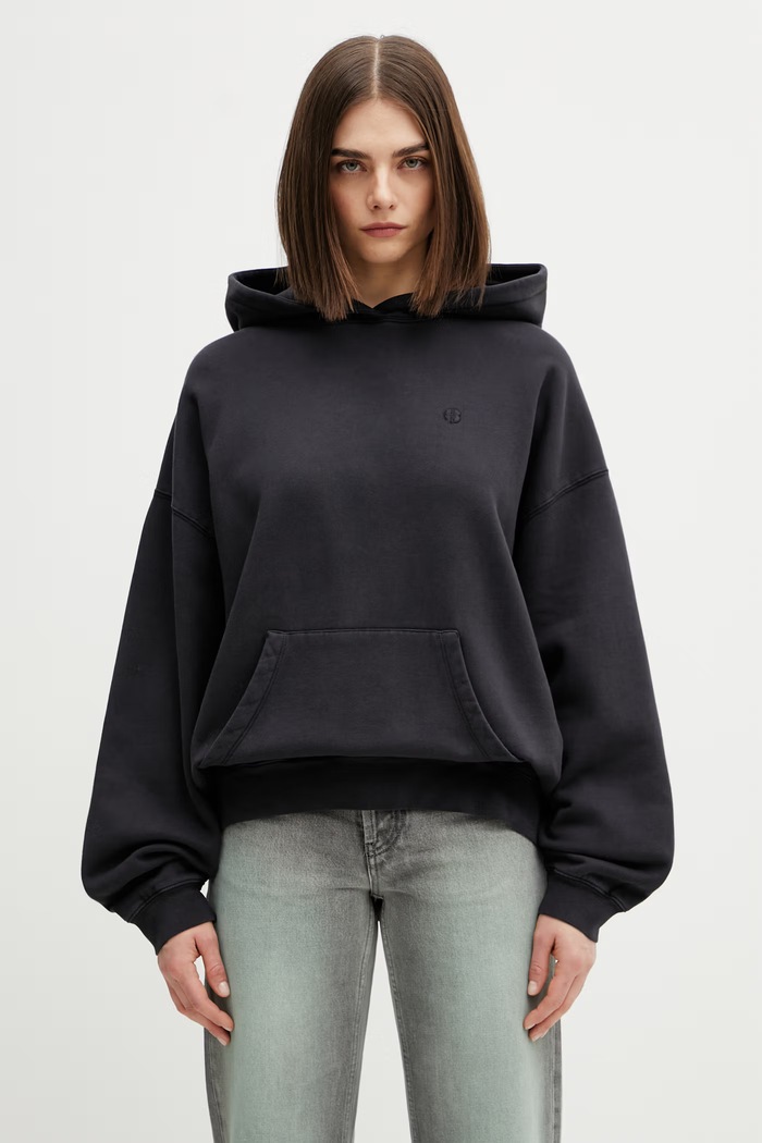 Odzież Anine Bing HARVEY SWEATSHIRT STENCIL - VINTAGE BLACK bluza z kapturem damska bawełniana A.08.12095.VTG3 czarny
