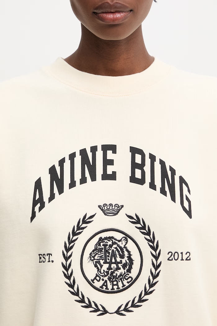 Anine Bing MILES SWEATSHIRT COLLEGIATE - CREAM mikina bavlnená dámska béžová A.08.12486.WKHA3