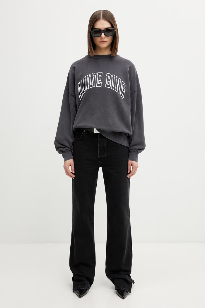 Anine Bing MILES SWEATSHIRT NEW CLASSIC - WASHED BLACK bluza bawełniana damska A.08.12490.WBL1 czarny