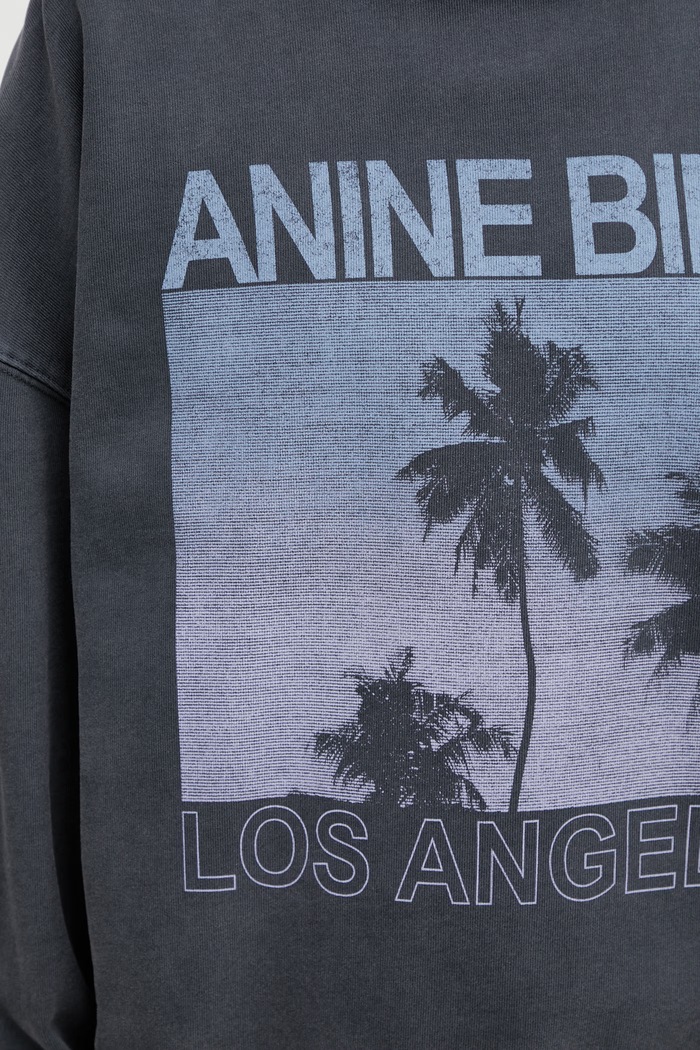Anine Bing MILES SWEATSHIRT PALMS - WASHED GREY bluza damska bawełniana szary A.08.12381.WHG1
