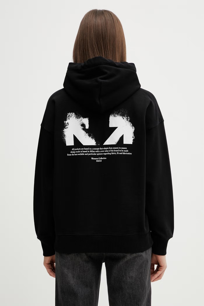 Off-White Half Arrow felpa con cappuccio in cotone da donna nero 2BB06DS26FLE001