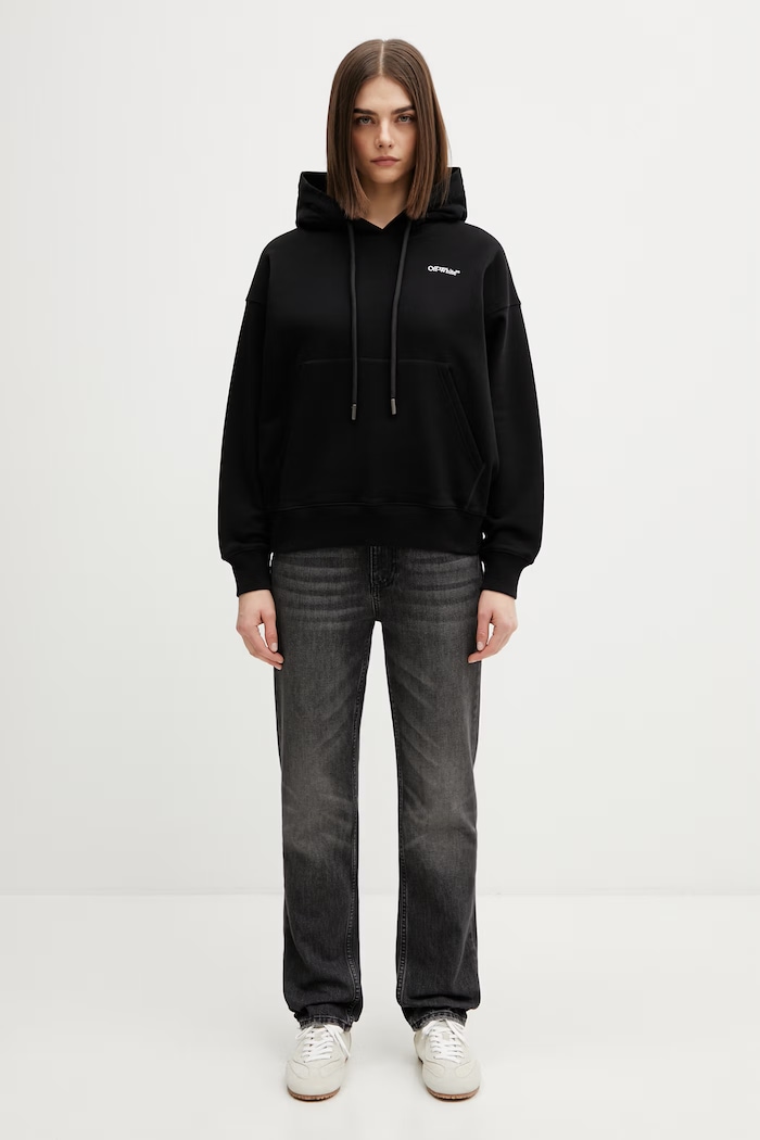 Off-White Half Arrow felpa con cappuccio in cotone da donna 2BB06DS26FLE001 nero