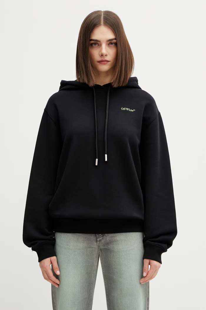 Abbigliamento Off-White Arrow Leaves felpa con cappuccio in cotone da donna 2BB035S26FLE003 nero