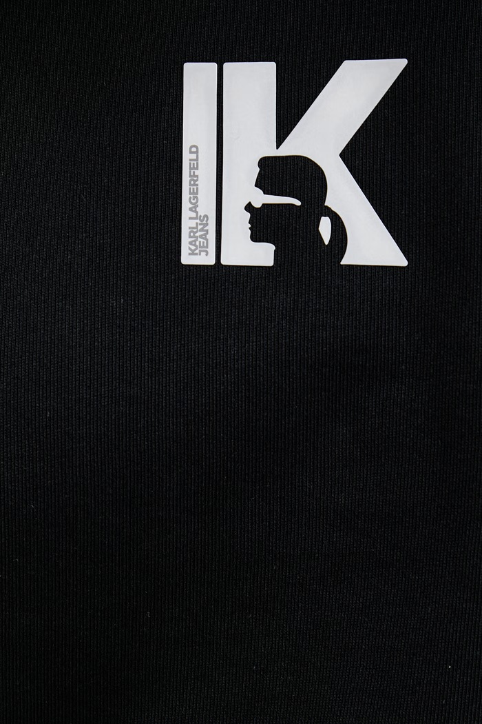 Karl Lagerfeld Jeans pulover s kapuco ženski bombažen B2W20037 črna