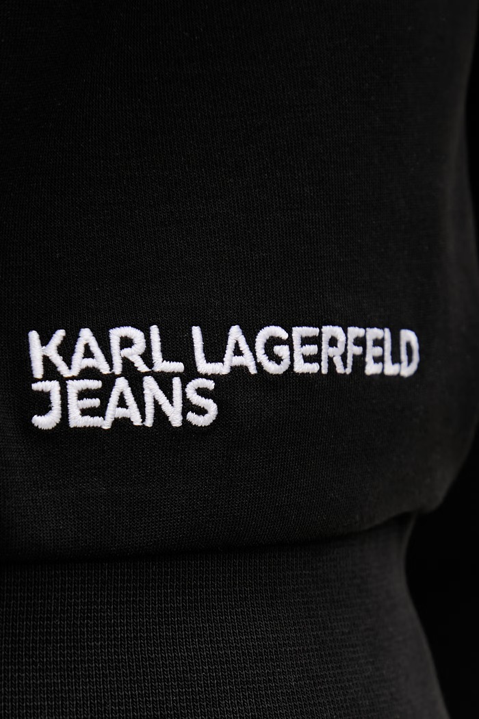 Karl Lagerfeld Jeans hanorac cu glugă pentru femei, din bumbac B2W20042 negru