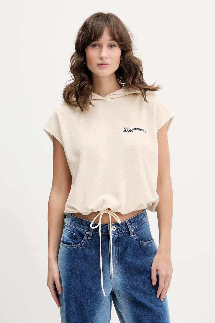 Karl Lagerfeld Jeans oversize dukserica za žene bež B2W20034