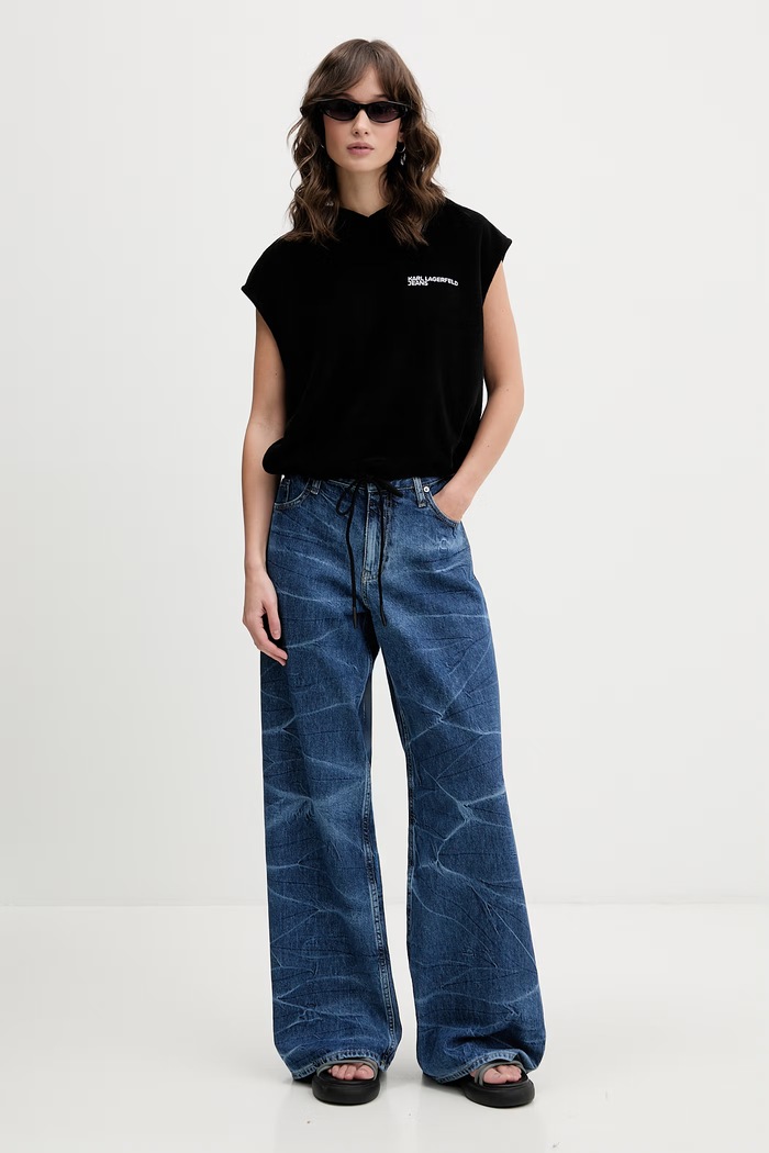 Karl Lagerfeld Jeans oversize ženska dukserica B2W20034 crna SS26