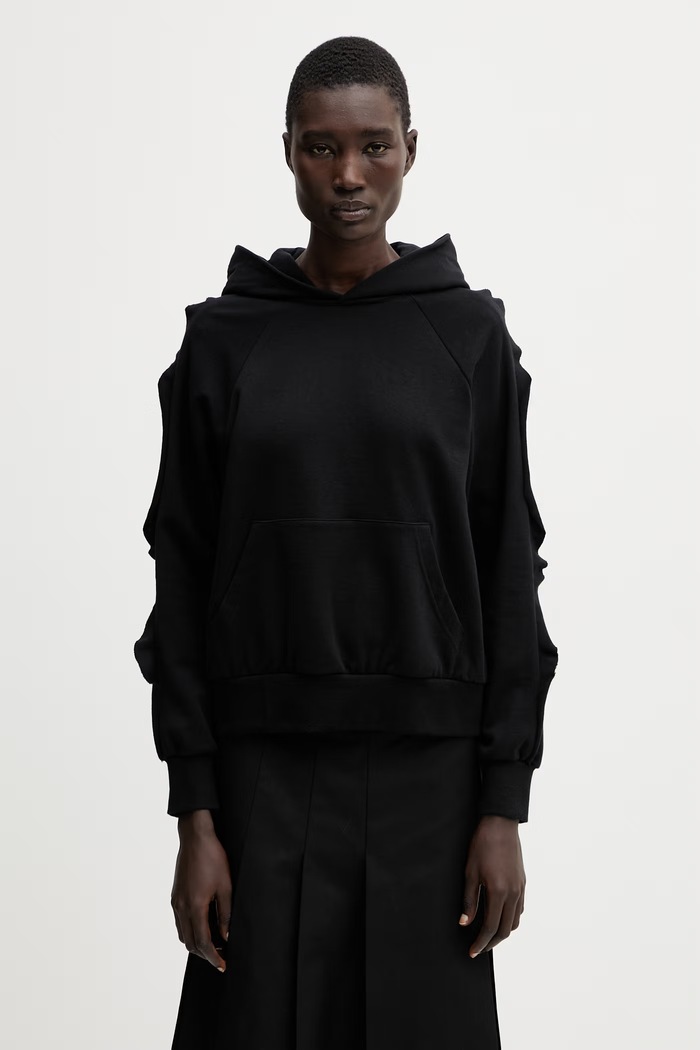 Undercover HOODIE bluza z kapturem bawełniana damska czarny UP1F1810