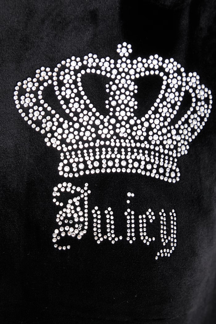 Juicy Couture mikina s kapucňou dámska zamatová GOTHIC CROWN JCBAS126805 čierna