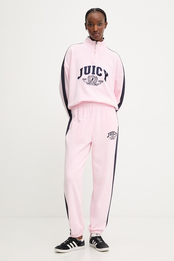 Juicy Couture dukserica ženska s pamukom CREST TRACK TOP JCSAS126401 roza SS26