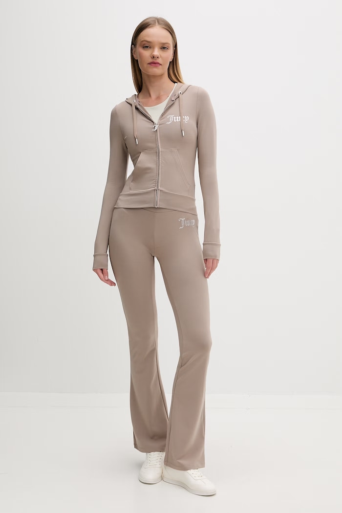 Juicy Couture dámska mikina na zips s bavlnou OOLA HOODIE JCWAS126306 hnedá SS26