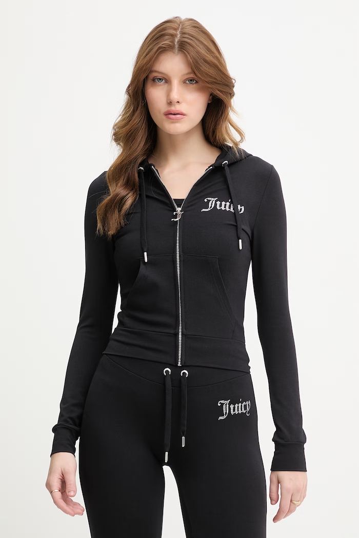 Oblečenie Juicy Couture dámska mikina na zips z bavlny OOLA HOODIE JCWAS126306 čierna