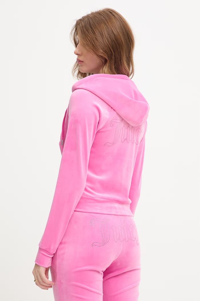 Oblečenie Juicy Couture dámska velúrová mikina s kapucňou MADISON COL OUT JCWAS126326 ružová
