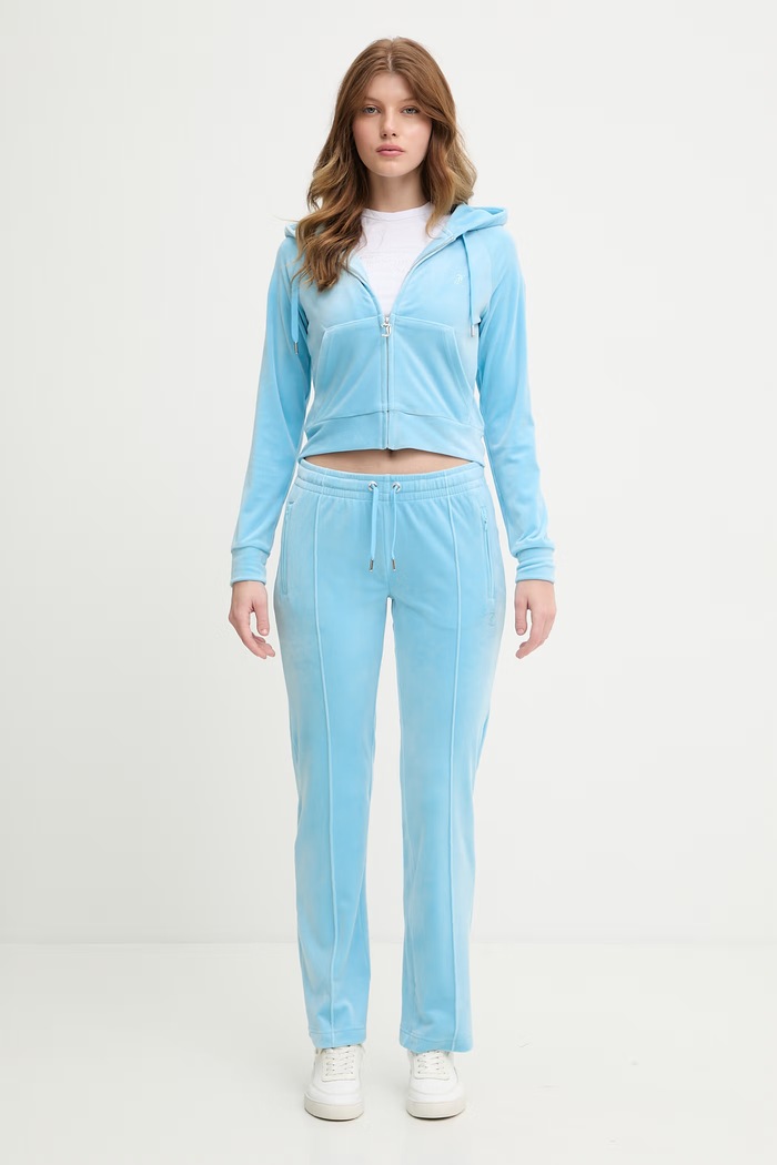 Juicy Couture dámska velúrová mikina s kapucňou MADISON COL OUT JCWAS126326 modrá SS26