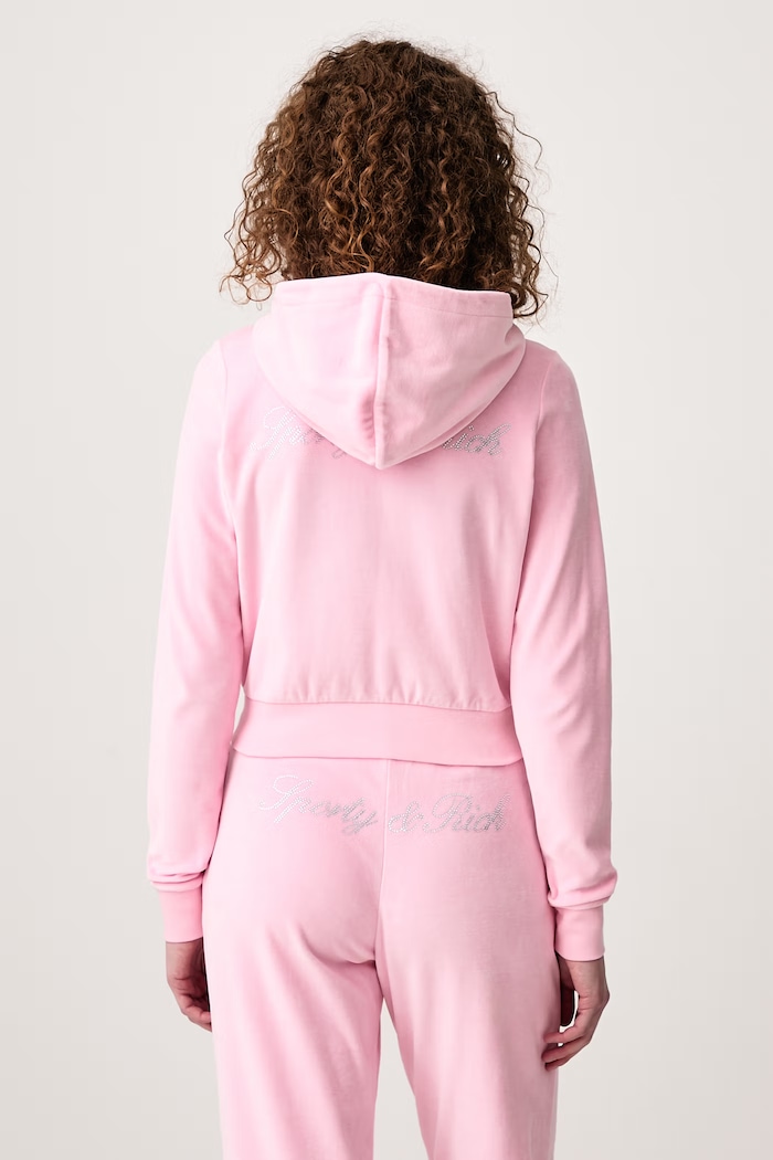 Odzież Sporty & Rich Signature Logo Krystal bluza rozpinana welurowa damska CA04473326P144 różowy