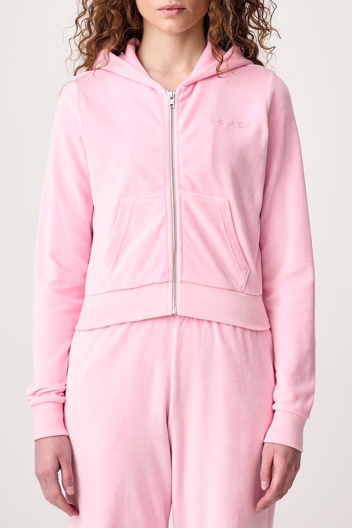 Signature Logo Krystal bluza rozpinana welurowa damska Sporty & Rich różowy CA04473326P144