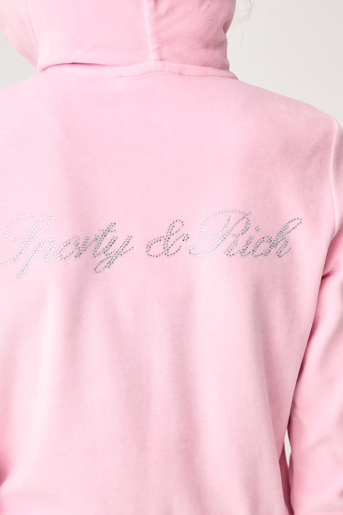 Sporty & Rich Signature Logo Krystal bluza rozpinana welurowa damska CA04473326P144