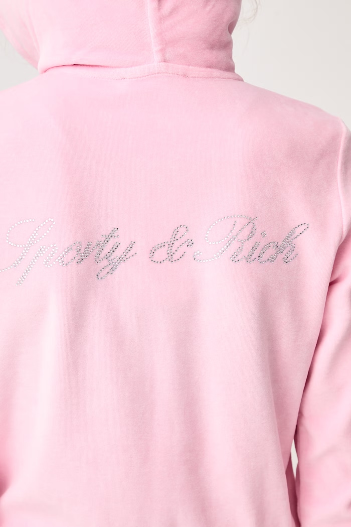 Sporty & Rich Signature Logo Krystal bluza rozpinana welurowa damska CA04473326P144