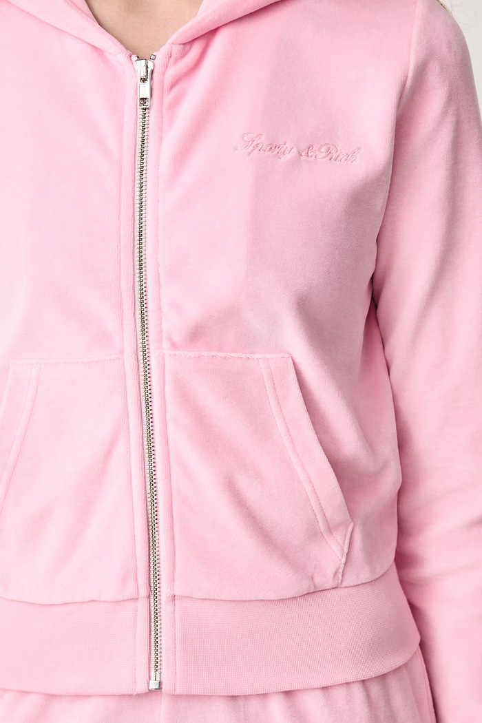 Sporty & Rich Signature Logo Krystal bluza rozpinana welurowa damska CA04473326P144