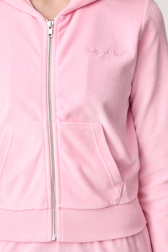 Sporty & Rich Signature Logo Krystal bluza rozpinana welurowa damska CA04473326P144
