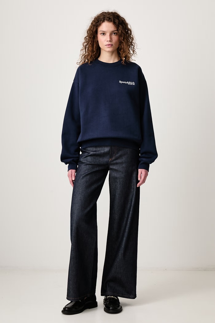 Sporty & Rich Bluza bawełniana damska ST09873091BL106 granatowy SS26