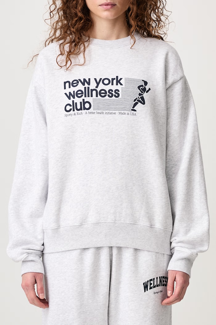 USA Wellness Club bluza bawełniana damska Sporty & Rich szary ST09873128GY03