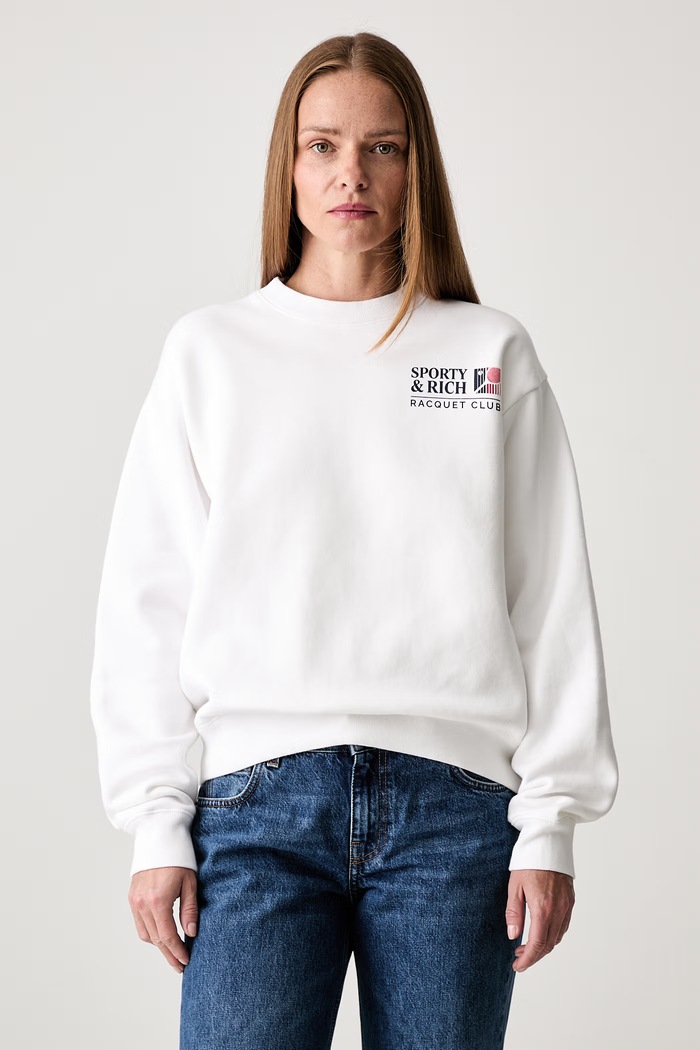 Sporty & Rich Promo bluza oversize bawełniana damska biały ST098710431WH01