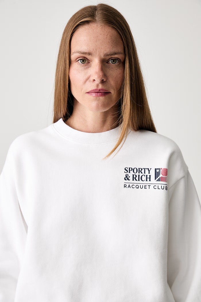 Sporty & Rich Promo bluza oversize bawełniana damska biały ST098710431WH01
