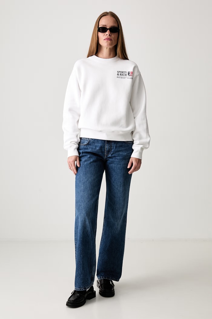 Sporty & Rich Promo bluza oversize bawełniana damska ST098710431WH01 biały