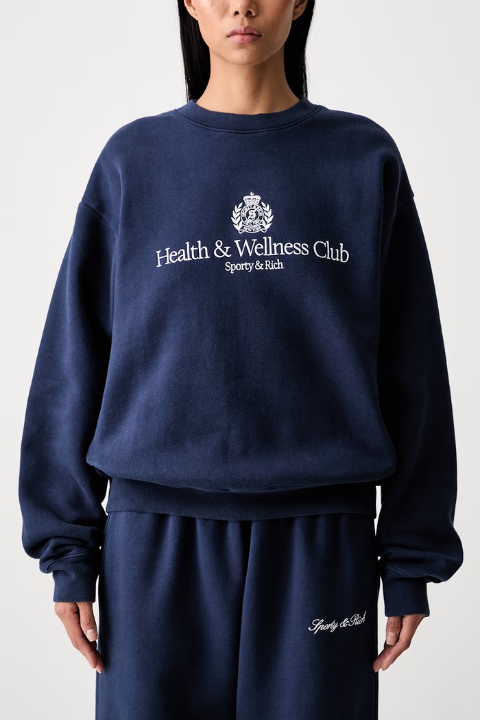 Sporty & Rich H&W Crest bluza bawełniana damska ST098712241BL132 granatowy