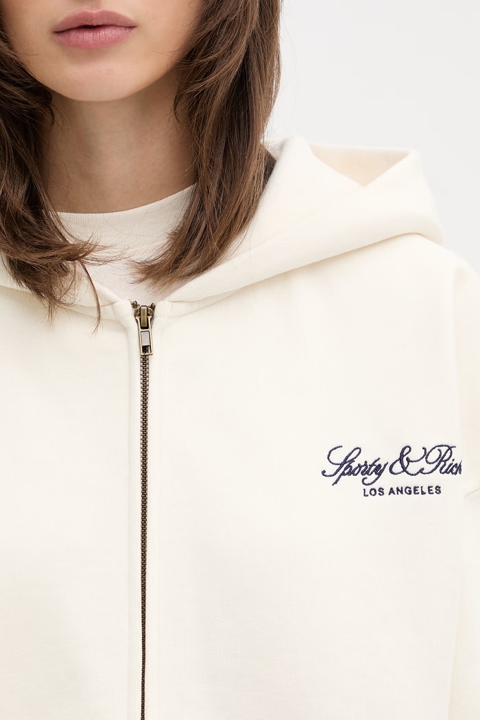 Sporty & Rich Vendome LA μπλούζα με κουκούλα και κουμπιά βαμβακερή Γυναικεία μπεζ ST09476269WH37