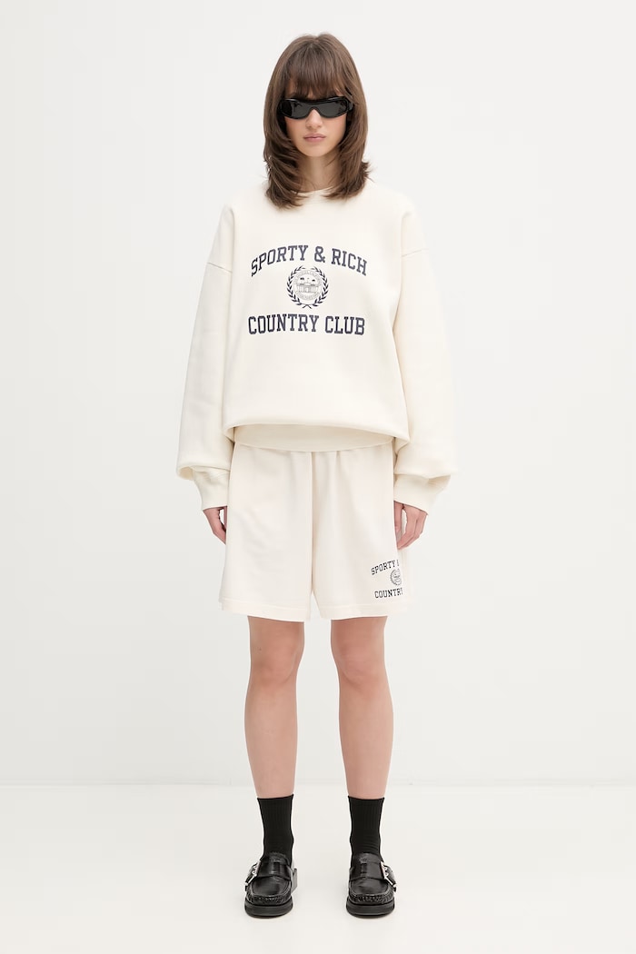Sporty & Rich Varsity Crest μπλούζα βαμβακερή Γυναικεία ST09876218WH37 μπεζ