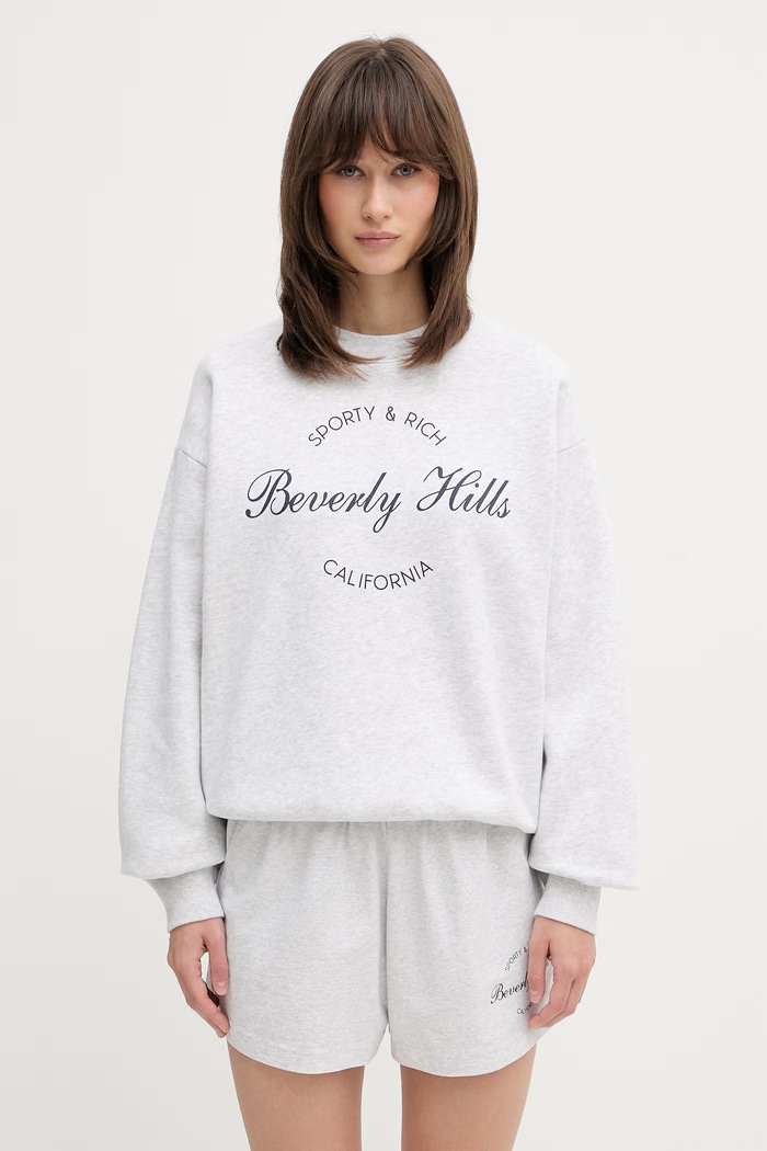 Sporty & Rich Beverly Script μπλούζα βαμβακερή Γυναικεία γκρί ST09876257GY03
